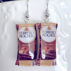 New Chocolate Bar Oversized Dangling Novelty Handcrafted Earrings Ferrero Rocher
